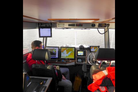 The interior layout means the surveyor’s area is up next to the pilot. Photo: Parker Maritime